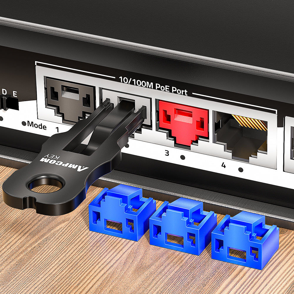 AMPCOM RJ45 Port Lock with Key, Ethernet Port Lock for All RJ45 Port, Multiple Color Options Available