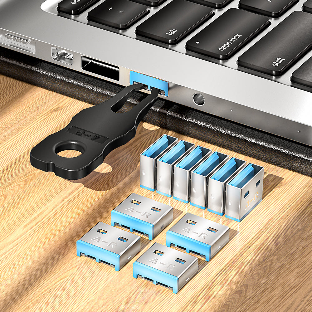AMPCOM USB Port Lock with Key, Removable Type-A Metal Port Lock Blocker for PC/Laptop, Multiple Color Options Available