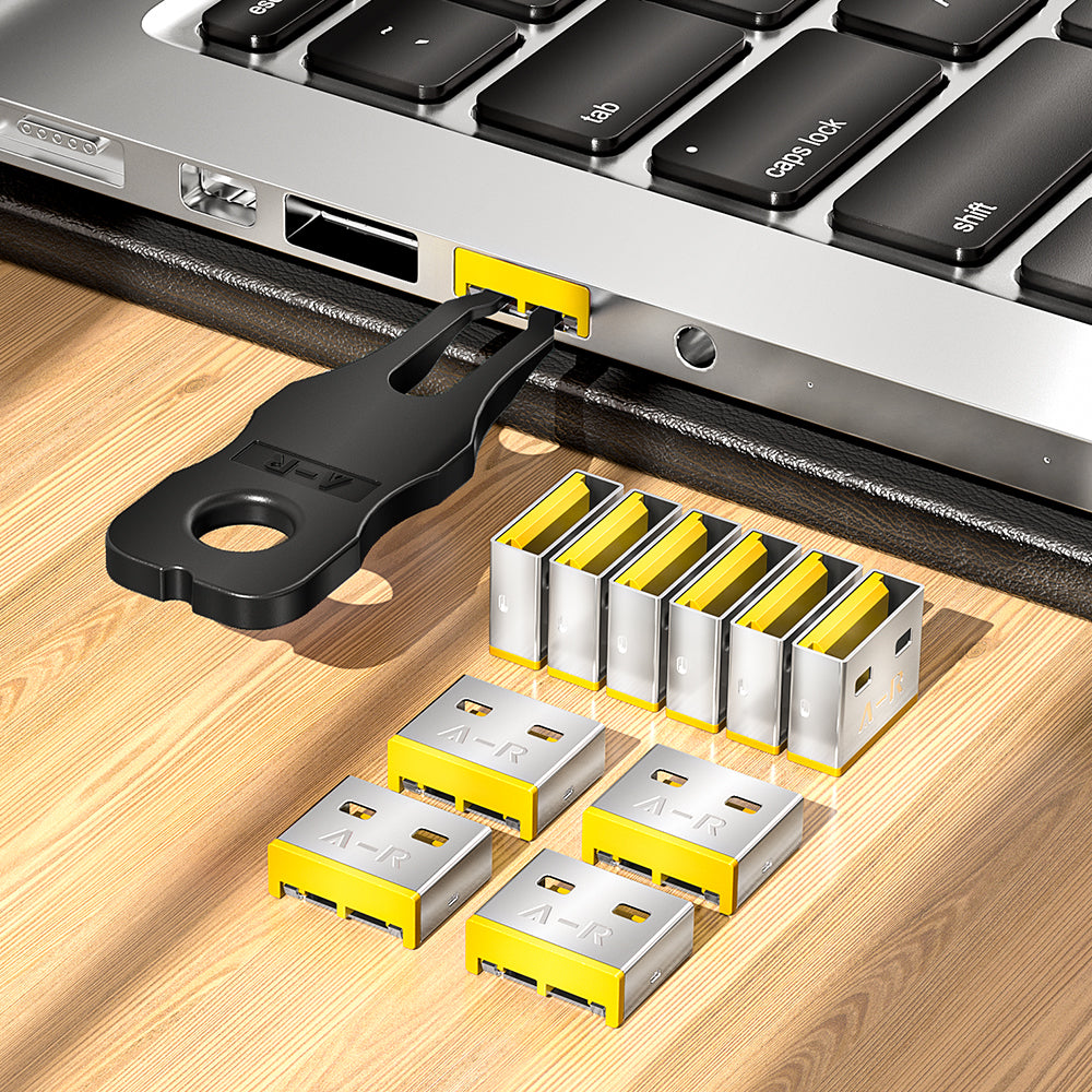 AMPCOM USB Port Lock with Key, Removable Type-A Metal Port Lock Blocker for PC/Laptop, Multiple Color Options Available