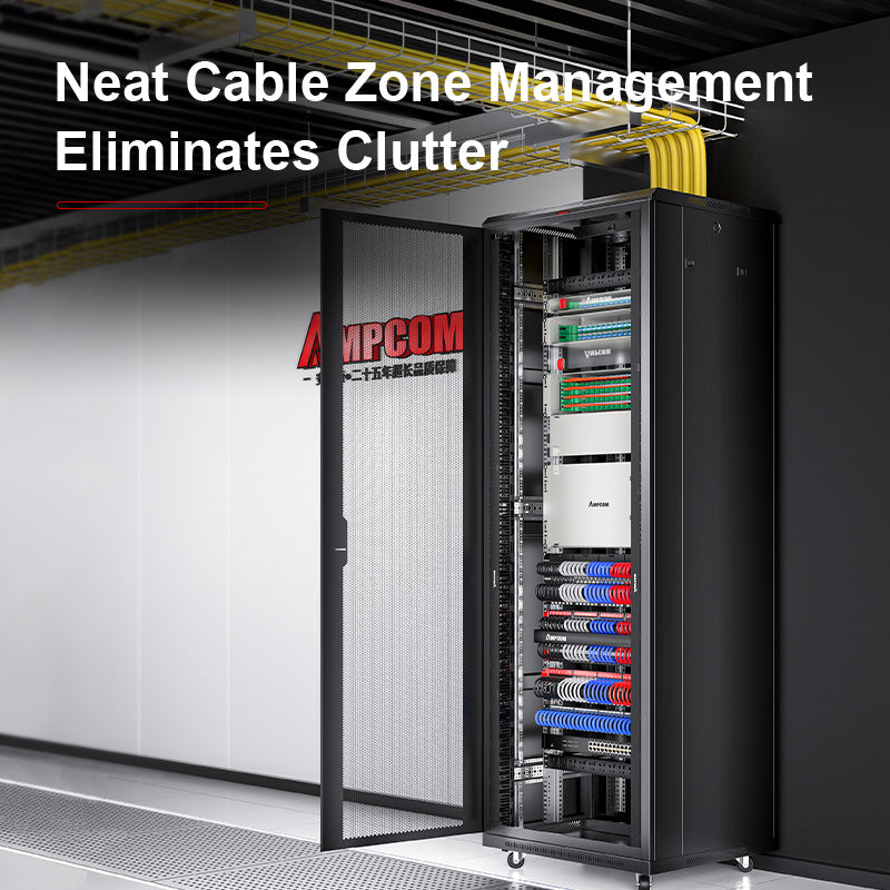 AMPCOM Coupler Patch Panel, 48-Port, 1RU, CAT6/CAT6a/CAT7 STP Pass-Through Tool-free termination Rackmount EDF