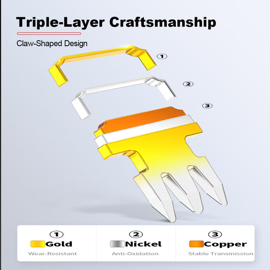 AMPCOM Cat5e RJ45 Connector, Gold-Plated Contacts, 1.0mm Conductor Hole Diameter