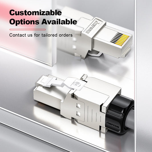 AMPCOM Custom CAT6a S/FTP Patch Cable, Zinc Alloy Shielded Connector, LSZH Flame-Retardant S/FTP Cable