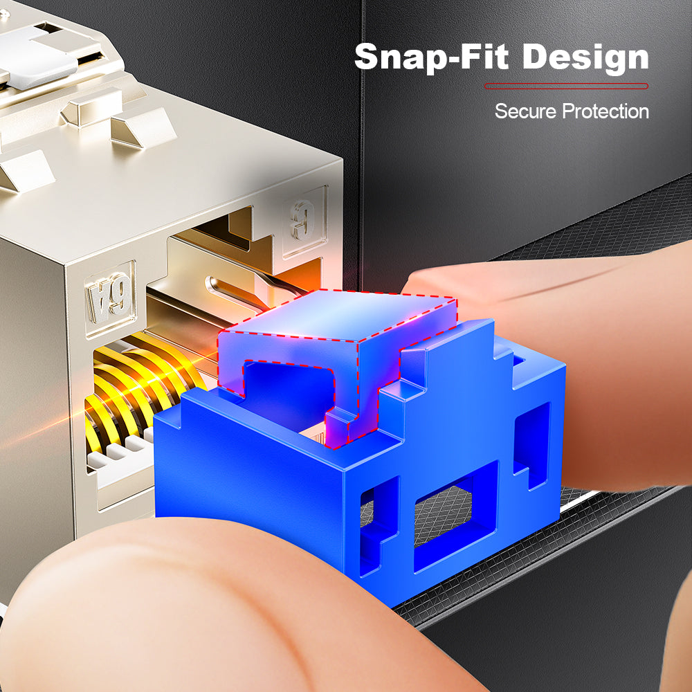 AMPCOM RJ45 Port Lock with Key, Ethernet Port Lock for All RJ45 Port, Multiple Color Options Available
