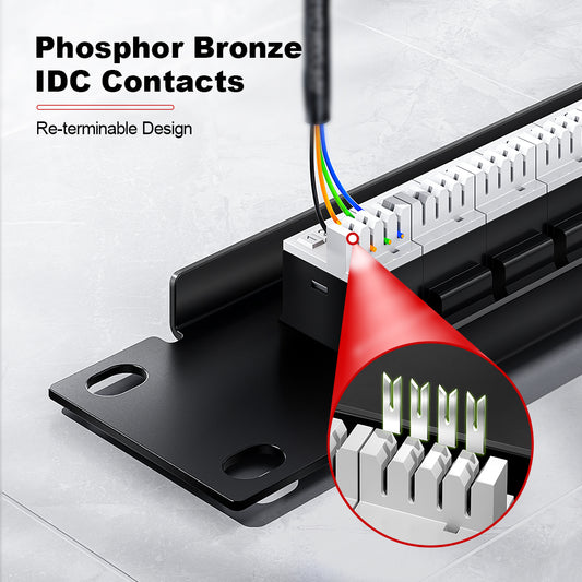 AMPCOM Modular RJ11 Voice Patch Panel – 19 Inch Rack Mount, Cold-Rolled Steel Housing