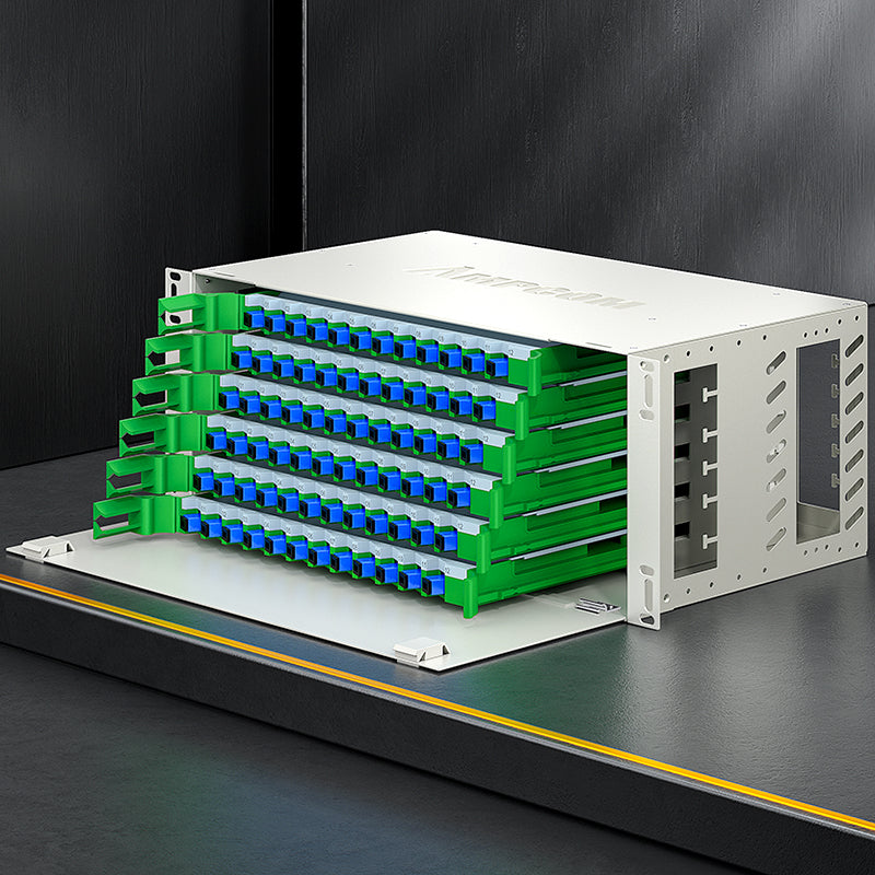 AMPCOM 12-Port ODF OM2 Singlemode Fiber Patch Panel with SC Couplers & Pigtails