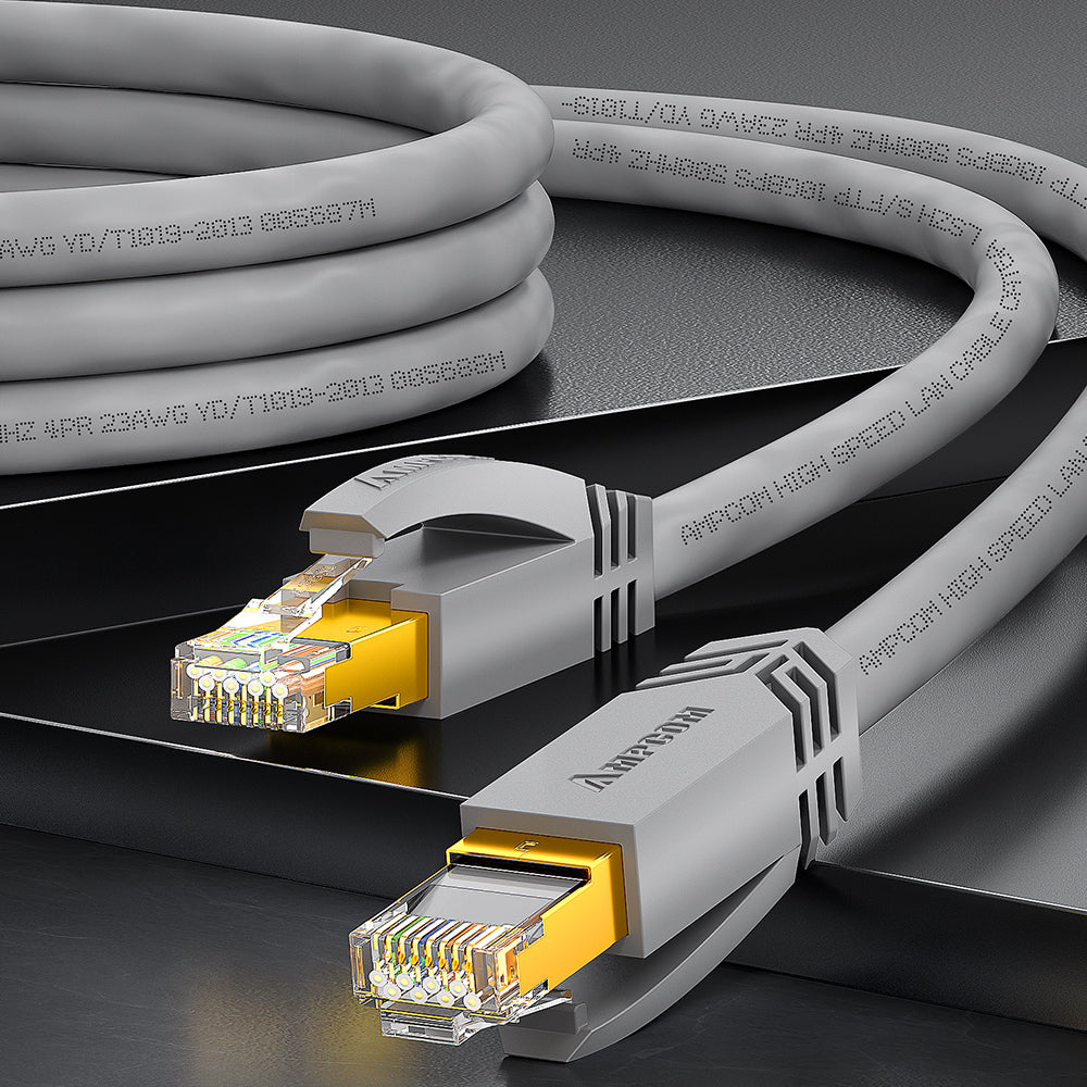 AMPCOM Cat6a S/FTP 24AWG LSZH Patch Cable for Data Center Cabling or Surveillance System Wiring