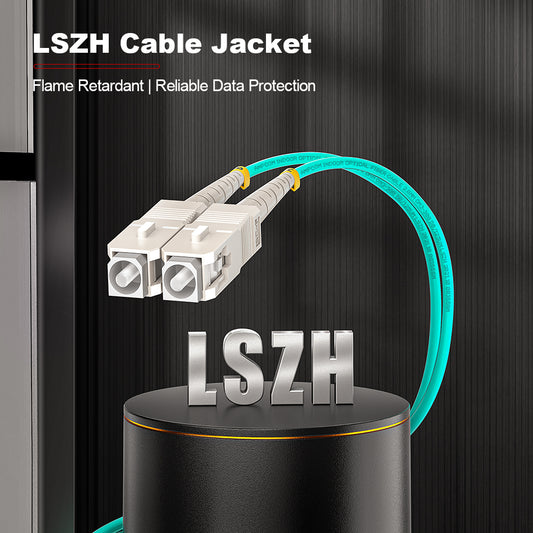 AMPCOM OM3 50/125μm SC to FC Multimode Duplex Fiber Optic Cord, LSZH 2.0mm Jacket