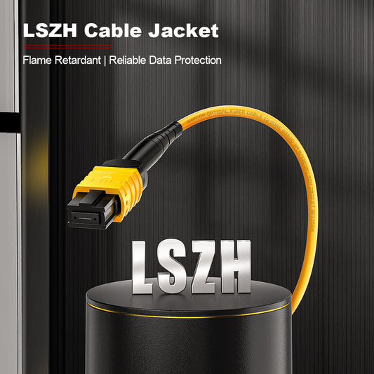 AMPCOM MPO-12 Harness, Single Mode (OS2 9/125μm) 12 Fibers Optic Cable, MPO UPC (Female) to 6 x LC UPC Duplex, Yellow LSZH Jacket 