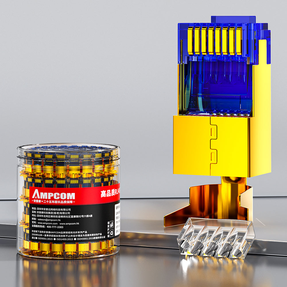 AMPCOM Cat7a W/ Tail Clip Shielded RJ45 Connector