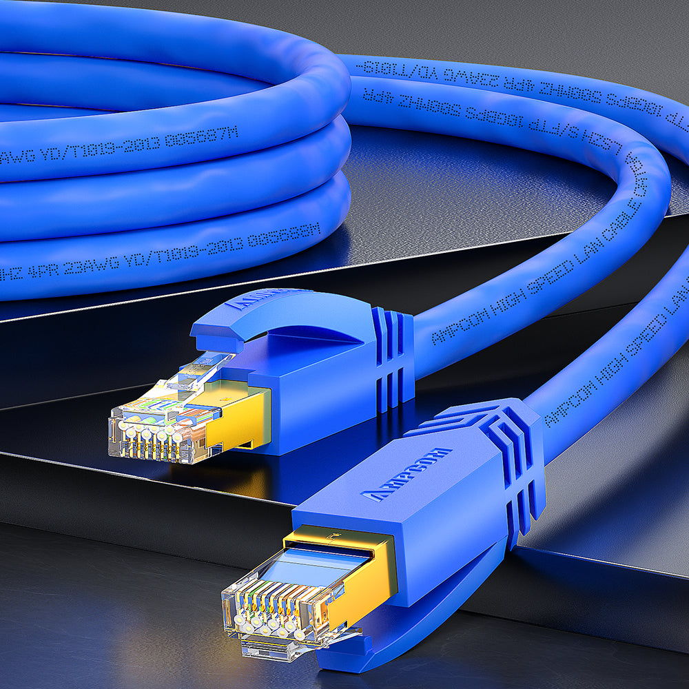 AMPCOM Cat6a S/FTP 24AWG LSZH Patch Cable for Data Center Cabling or Surveillance System Wiring