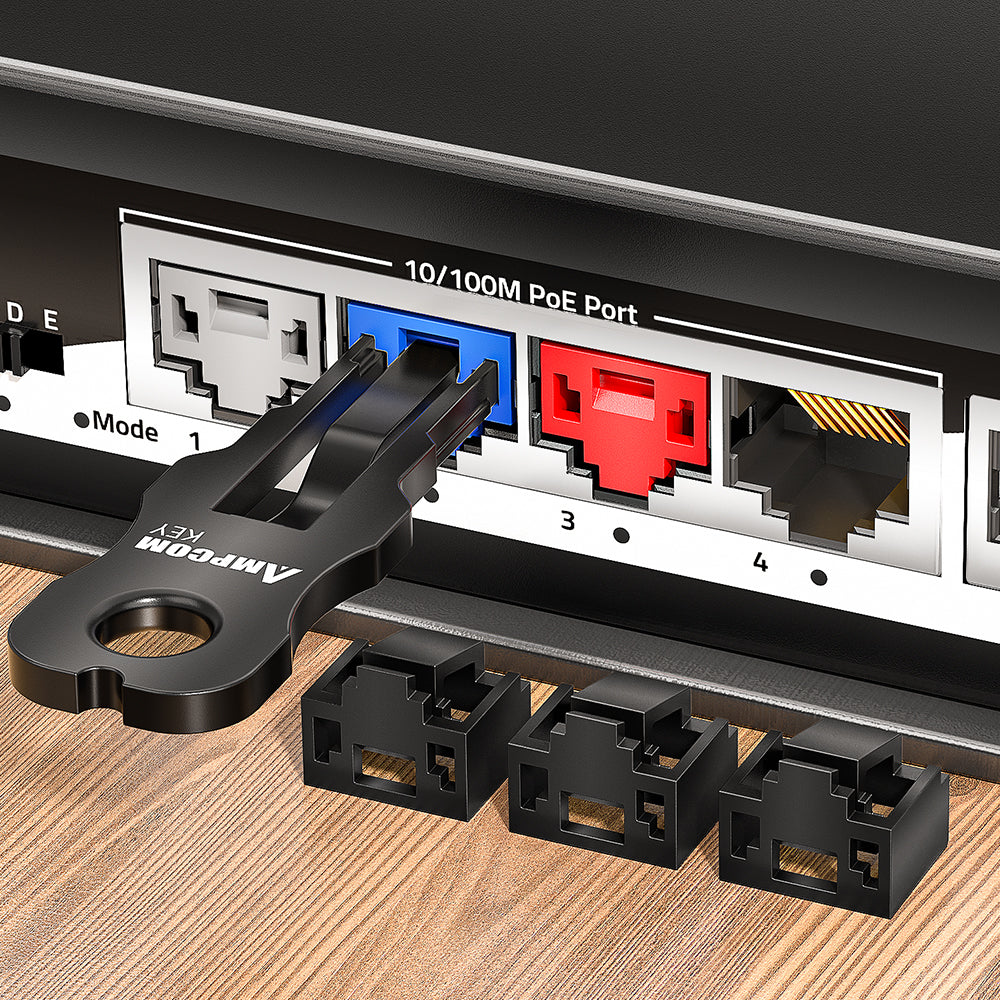 AMPCOM RJ45 Port Lock, Anti-Theft Plug with Key, Triple Locking ...