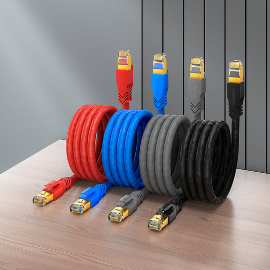 AMPCOM Cat6a S/FTP 26AWG LSZH Patch Cable for Data Center Cabling or Surveillance System Wiring