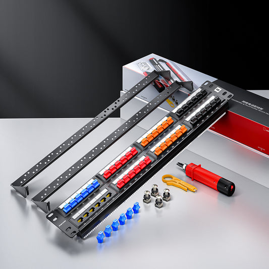 AMPCOM Premium 2U 48-Port Unshielded Patch Panel, 19-inch Rack Mount with Cable Management Rings
