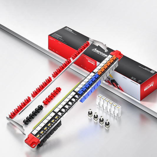 AMPCOM 1U 24-Port Unshielded Tool-Less Pass-Through Modular Patch Panel, 19-inch Rack Mount with Cable Management Rings