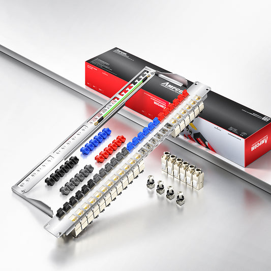 AMPCOM 1U 48-Port Shielded Tool-Less Keystone Patch Panel, 19-inch Rack Mount with Cable Management Rings