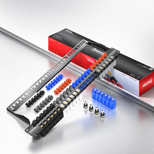 AMPCOM 1U 48-Port Unshielded Pass-Through Modular Patch Panel, 19-inch Rack Mount with Cable Management Rings