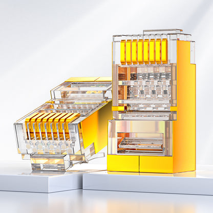 Conector RJ45 blindado Cat6 da AMPCOM, contatos banhados a ouro de 50 μm, blindagem de cobre anti-interferência, diâmetro do orifício do condutor de 1.1 mm.