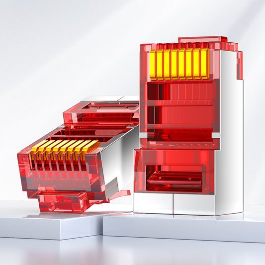 AMPCOM Cat5e Shielded RJ45 Connector, 50μm Gold-plated Contacts, Anti-Interference Nickel-Plated Shielded, 1.0mm Conductor Hole Diameter