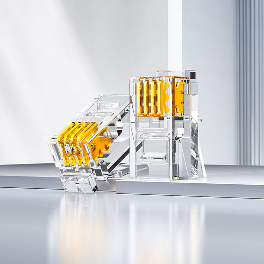 AMPCOM 4P4C RJ11 Connector, 15μm Gold-Plated Contacts, LG Flame-Retardant Housing