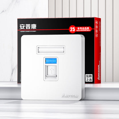 AMPCOM P86 Network Faceplate, PC+ABS Full-screen Housing With ID Bar and Dual-color Label, Keystone Module Compatible