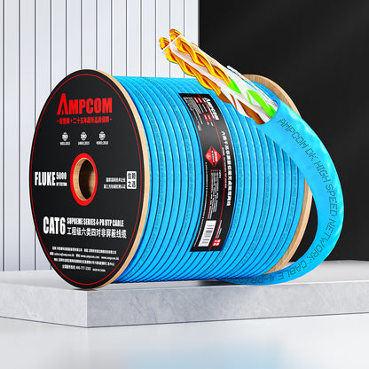AMCPOM Cat6 LSZH Bulk Network Cable, 0.57±0.015mm Pure Copper Stranded Wire, 250MHz, Unshielded (UTP), B1 Grade Flame-Retardant Jacket, 1000ft (305m) / Reel