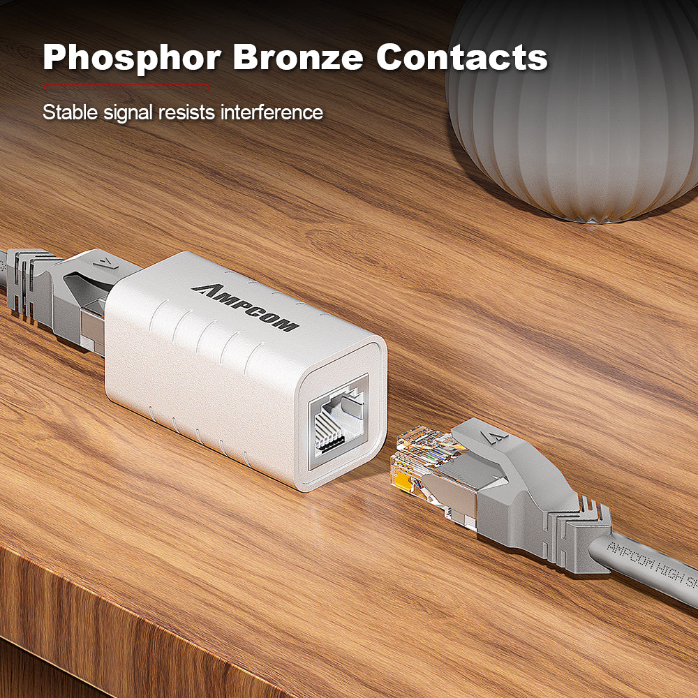 Conector em linha AMPCOM Cat6 blindado Gigabit RJ45
