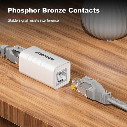 Conector em linha AMPCOM Cat6 blindado Gigabit RJ45