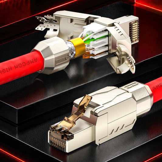 AMPCOM CFS Series Cat6 Zinc-Alloy Shielded Tool-Free RJ45 Connector