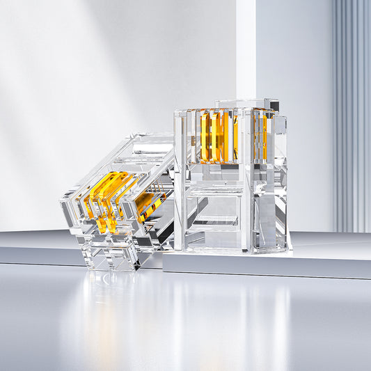 AMPCOM 6P2C RJ11 Connector, 15μm Gold-Plated Contacts, LG Flame-Retardant Housing