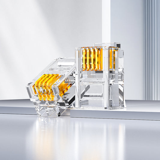 AMPCOM 6P4C RJ11 Connector, 15μm Gold-Plated Contacts, LG Flame-Retardant Housing