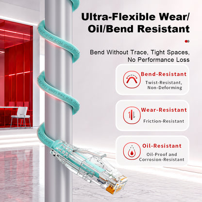 AMPCOM Cat6a 28AWG UTP Ultra-Flexible Ultra-Slim Flame-Retardant Patch Cords for High-density Data Center Cabling