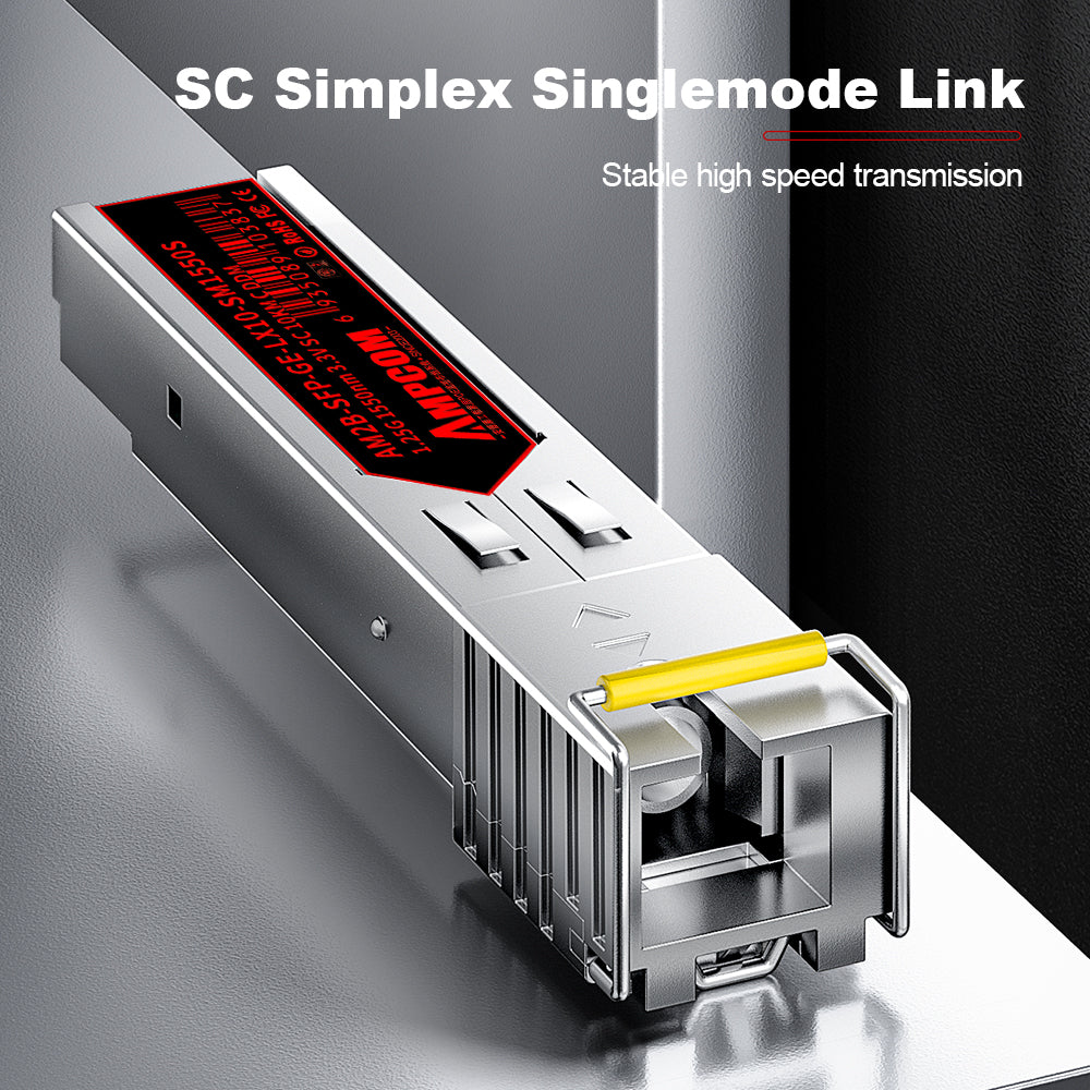 AMPCOM 1000BASE-BX SC BiDi SFP Transceiver, Single-Mode Single-Fiber