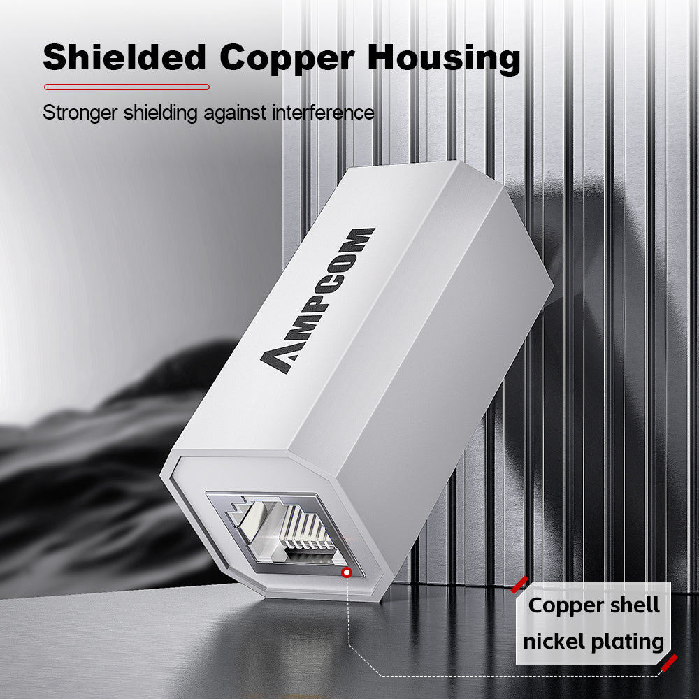Conector em linha AMPCOM Cat6 blindado Gigabit RJ45