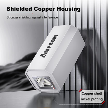 Conector em linha AMPCOM Cat6 blindado Gigabit RJ45