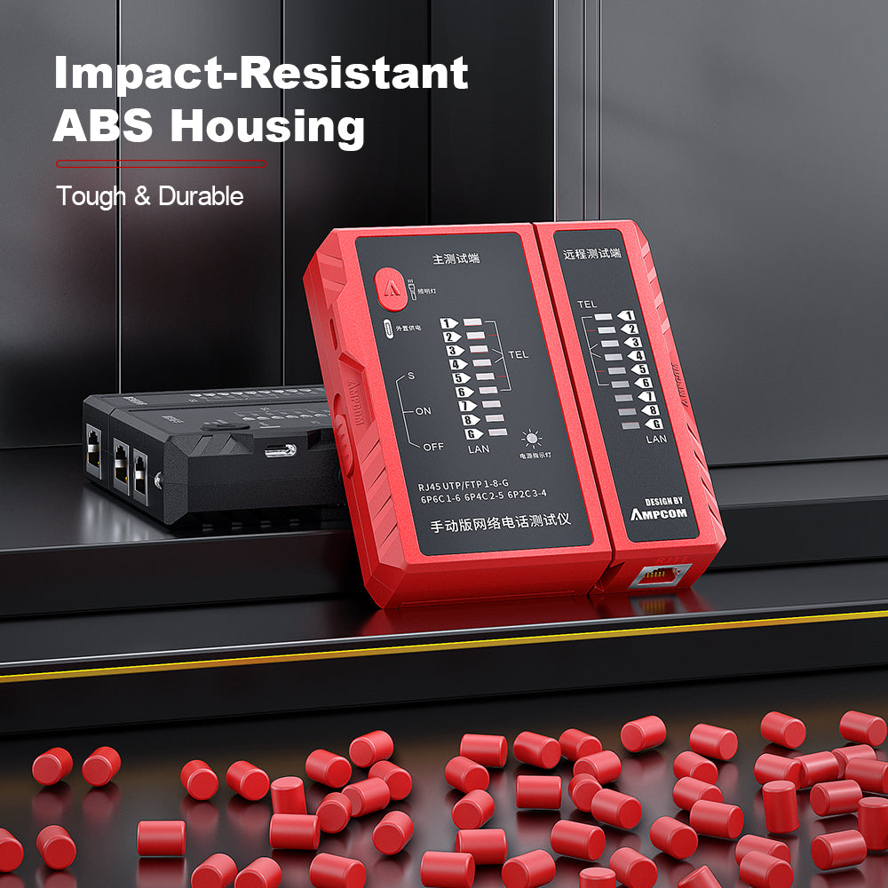AMPCOM Network Cable Tester for RJ45 Ethernet & RJ11 Telephone Line Testing