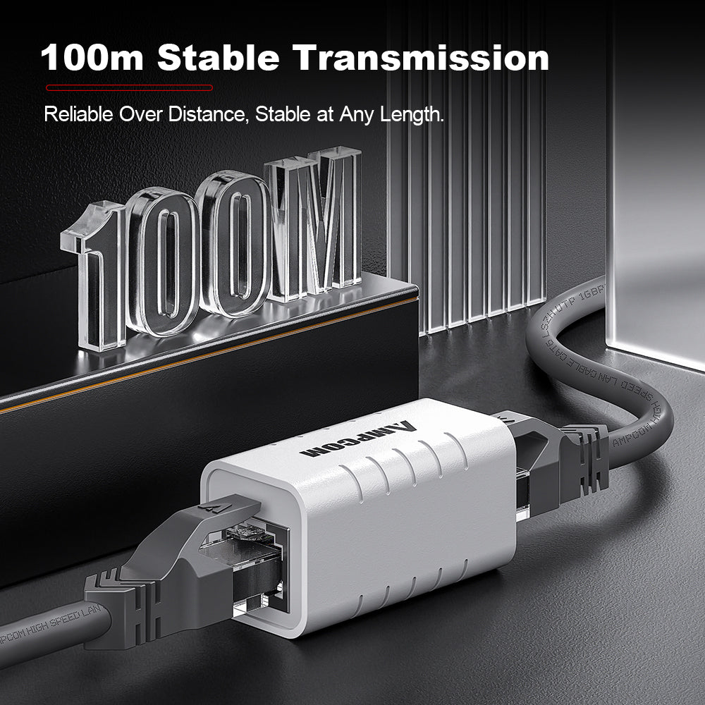 Conector em linha AMPCOM Cat6 blindado Gigabit RJ45