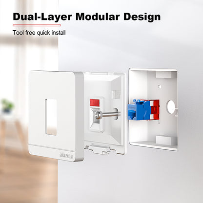AMPCOM A86 Series CAT6/CAT6A Single-Port Network Faceplate