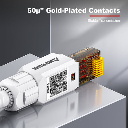 AMPCOM Cat6 Unshielded Tool-Free RJ45 Connector for 23-26 AWG Unshielded Ethernet Cable