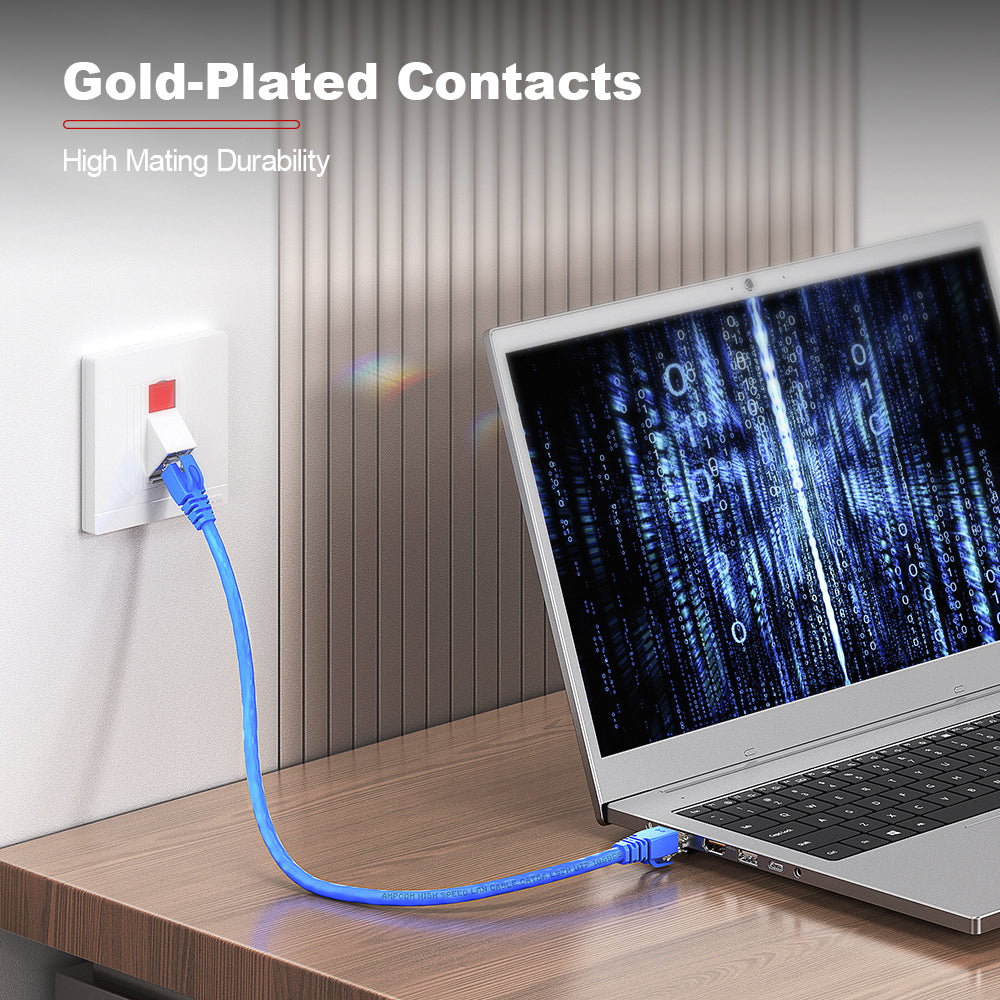 Conector AMPCOM Cat5e RJ45, contatos banhados a ouro, diâmetro do orifício do condutor de 1.0 mm