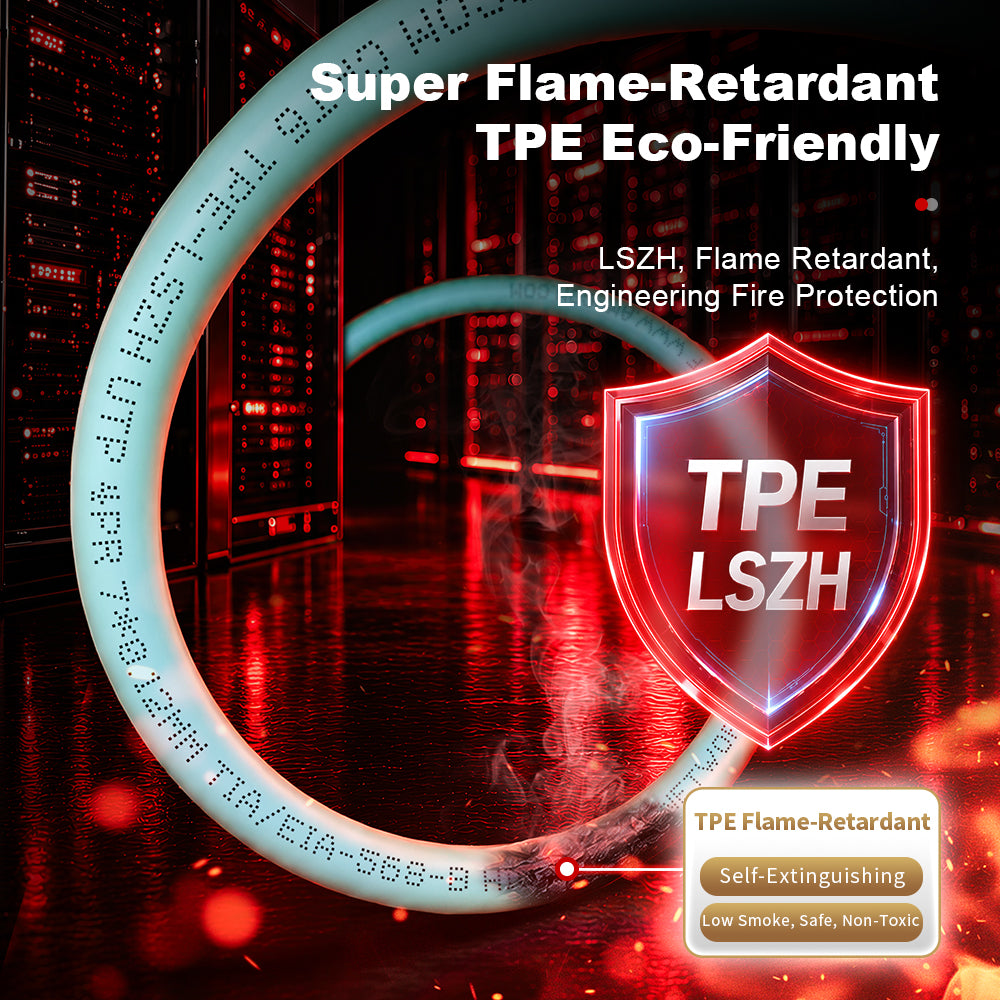 AMPCOM Cat6a 28AWG UTP Ultra-Flexible Ultra-Slim Flame-Retardant Patch Cords for High-density Data Center Cabling