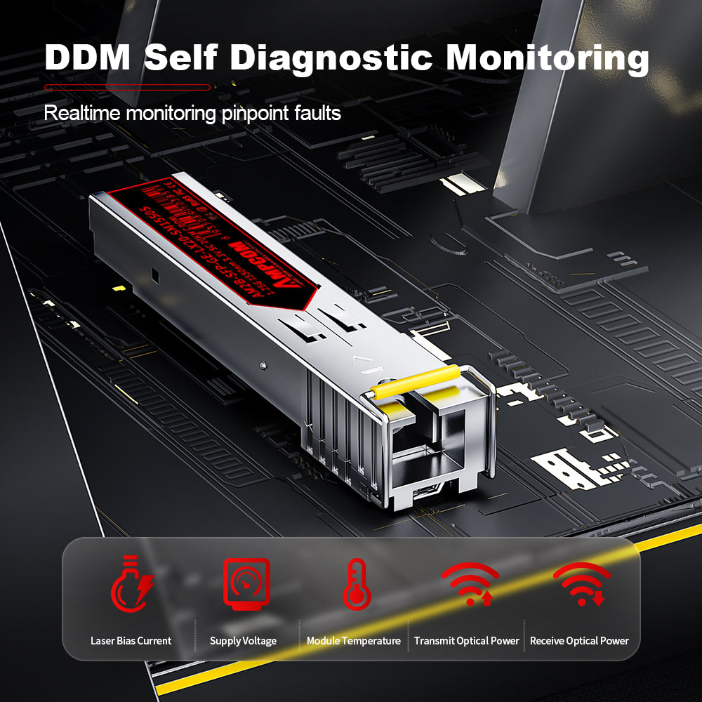 AMPCOM 1000BASE-BX SC BiDi SFP Transceiver, Single-Mode Single-Fiber