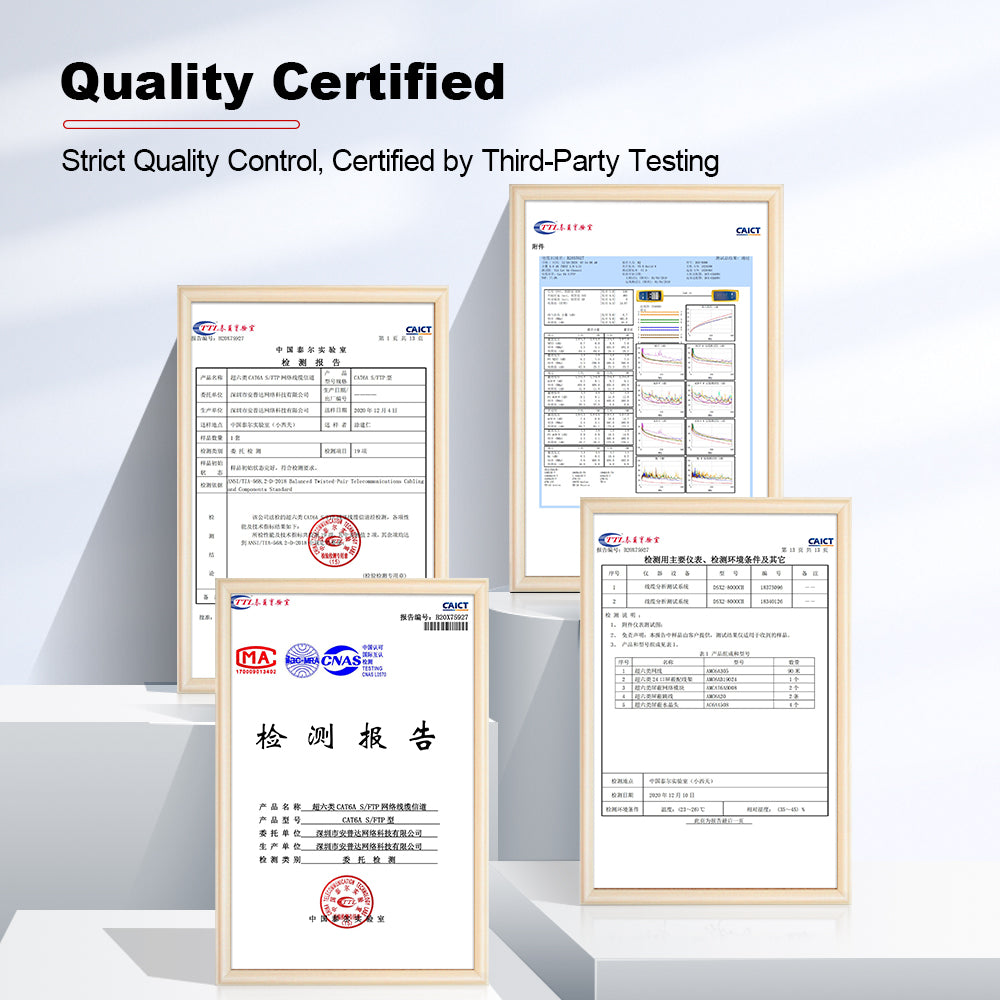 Conector AMPCOM Cat6 RJ45 de duas peças, contatos banhados a ouro, diâmetro do orifício do condutor de 1.1 mm