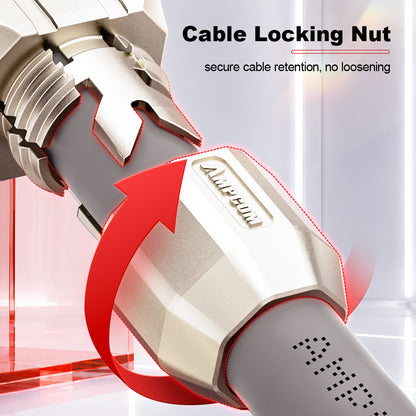 AMPCOM CFS Series Cat8 Zinc-Alloy Shielded Tool-Free RJ45 Connector for 22-24 AWG Ethernet Cable