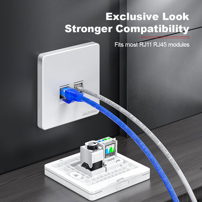 AMPCOM C86 Series CAT6/CAT6A Single-Port Network Faceplate – Matte Finish