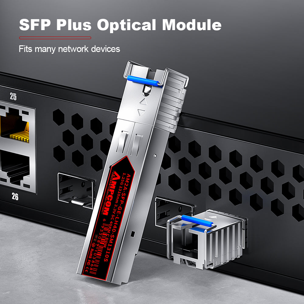 AMPCOM 1000BASE-BX SC BiDi SFP Transceiver, Single-Mode Single-Fiber