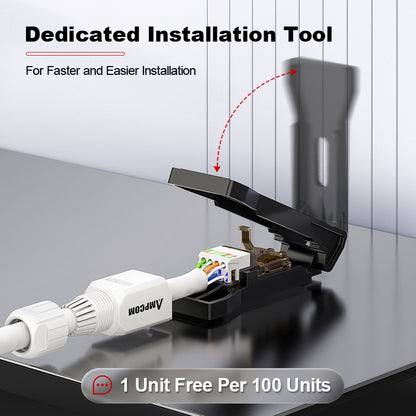 AMPCOM Cat6 Unshielded Tool-Free RJ45 Connector for 23-26 AWG Unshielded Ethernet Cable