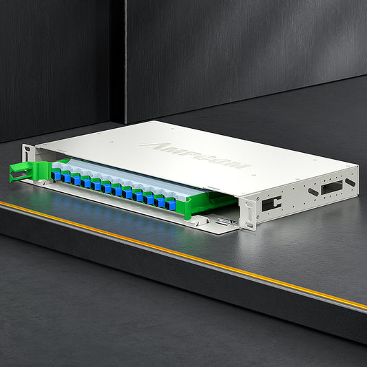 AMPCOM 12-Port Optical Distribution Frame (ODF), OM2 Singlemode Fiber Patch Panel with SC Couplers & Pigtails