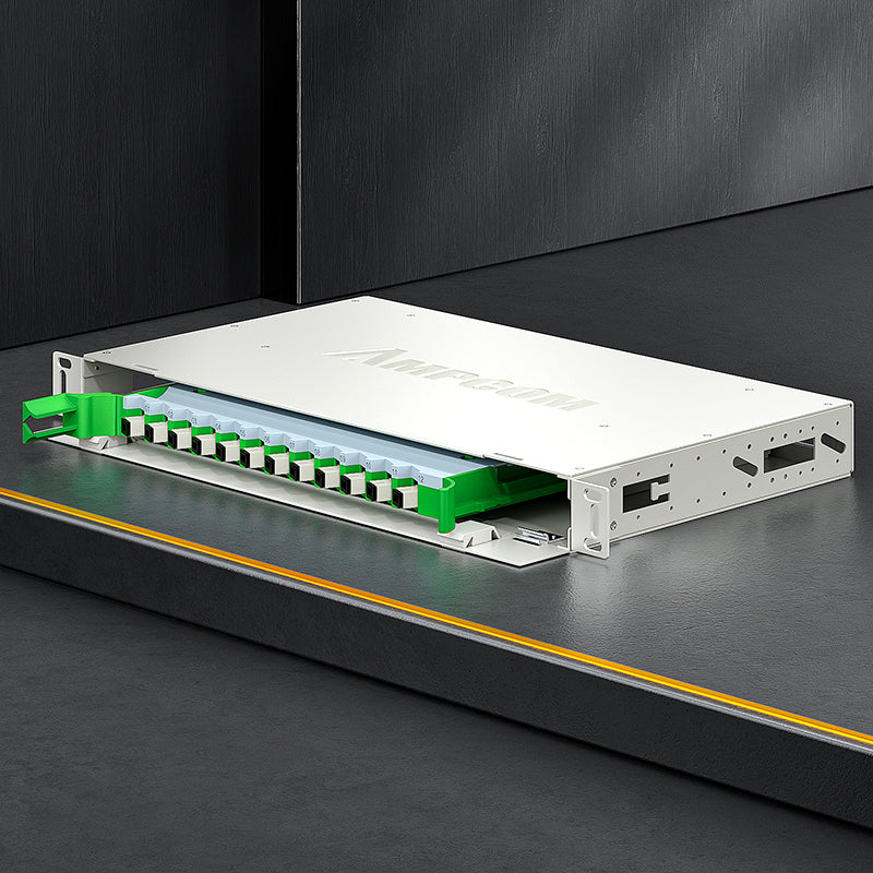 AMPCOM 12-Port Optical Distribution Frame (ODF), Multimode Fiber Patch Panel with SC Couplers & Pigtails