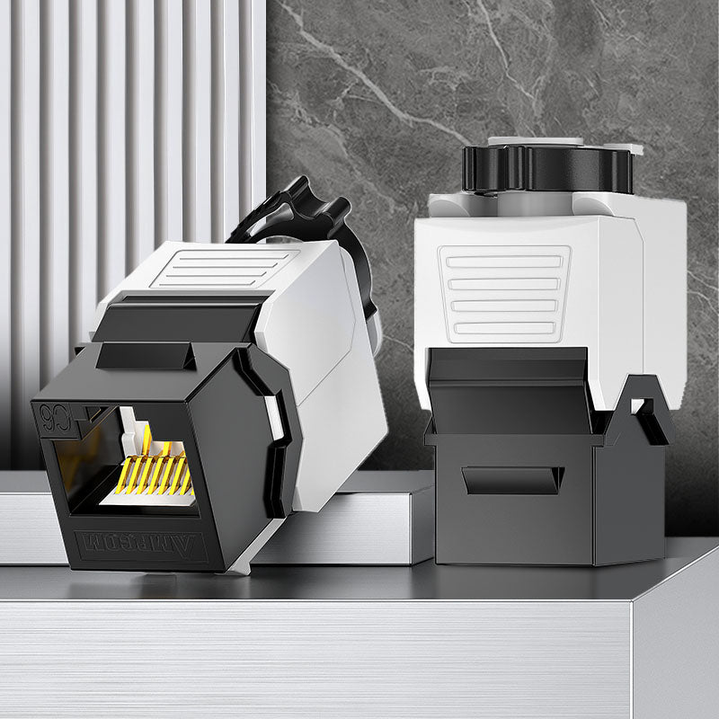 AMPCOM CAT6 Keystone Jack, Tool-Less Unshielded Design with Ratchet ...