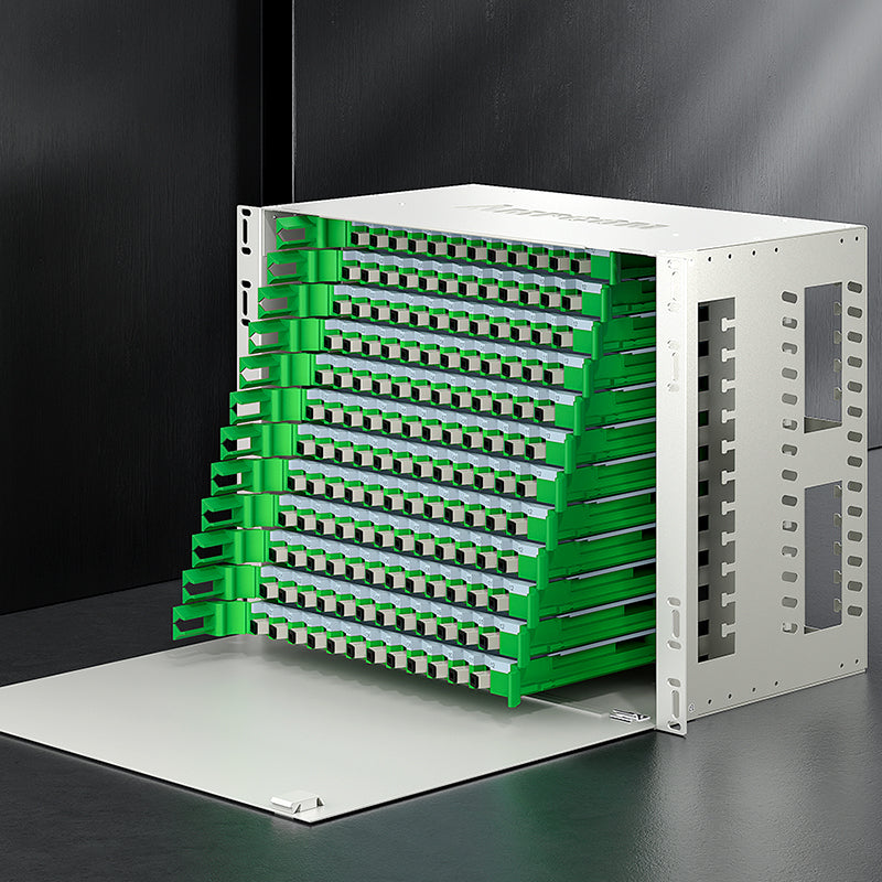 AMPCOM 144-Port Optical Distribution Frame (ODF), Multimode Fiber Patch Panel with SC Couplers & Pigtails